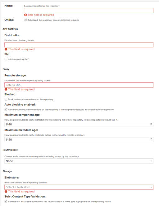 Blank APT config panel